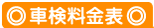 車検料金表